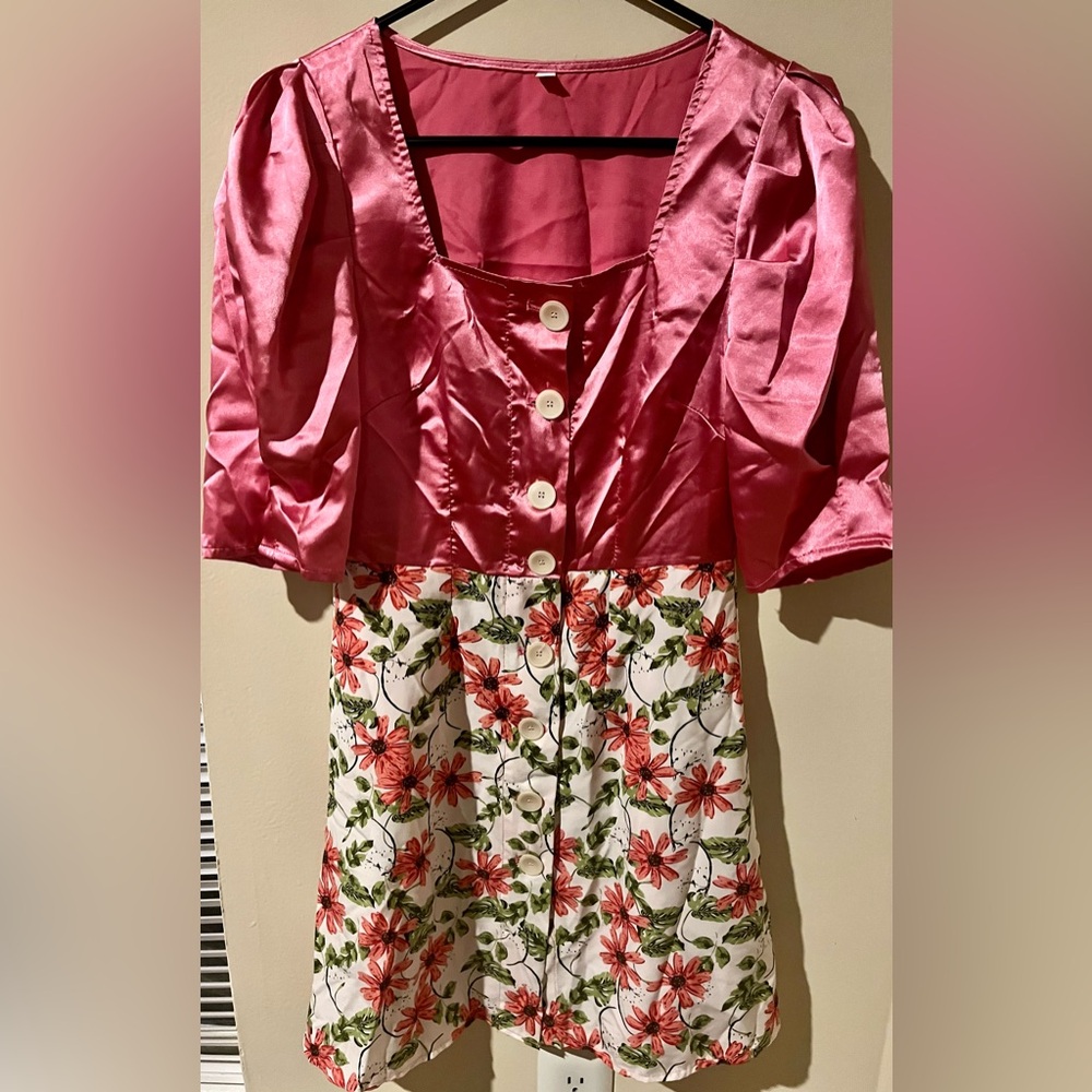 Shein S Pink Floral Printed dress